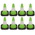 8 Pack 12” Green Traffic Safety Cones – Black Base Cones with 4” Reflective Collars – Stable PVC Road Cones for Parking, Construction, and Public Safety Use(12 inch-8Pack)