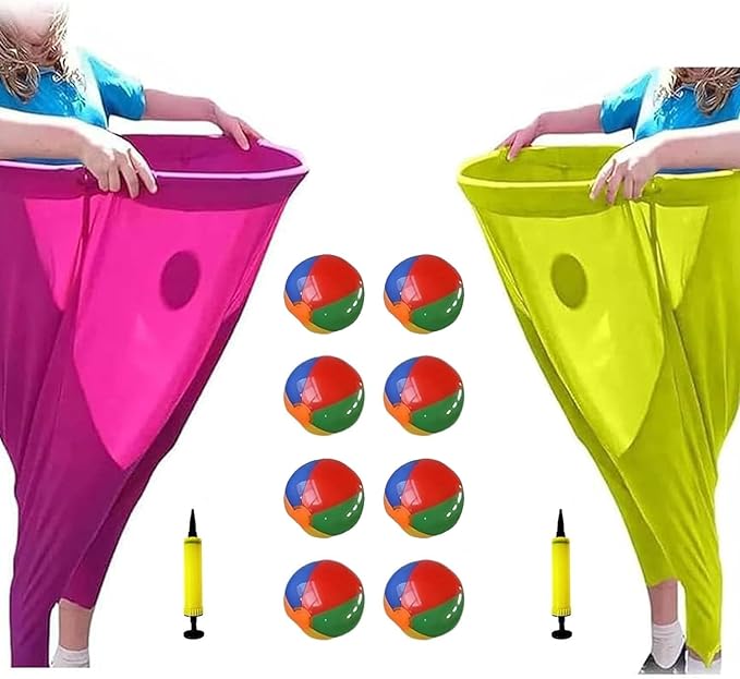 Granny Pants Yard Game, Oversized Giant Stretchy Pants Outdoor Game with Inflatable Ball & Bicycle Pump, for Birthdays, BBQs, Beach and Backyard Games
