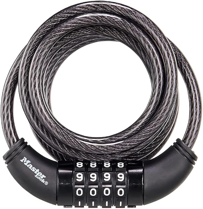 Allen Sports Premier Locking Quick Release 5-Bike Carrier for 2 in. Hitch, QR555 & Master Lock Bike Lock Cable, Set Your Own Combination Bicycle Lock, Black