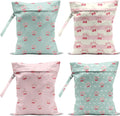 4 Pack Cute Stripe Bow Cherry Wet Bag Waterproof Washable Reusable Wet Dry Bag for Swimsuit Dirty Clothes Soiled Items Cloth Diaper Travel Beach Pool Yoga Gym Toiletries Travel Essentials