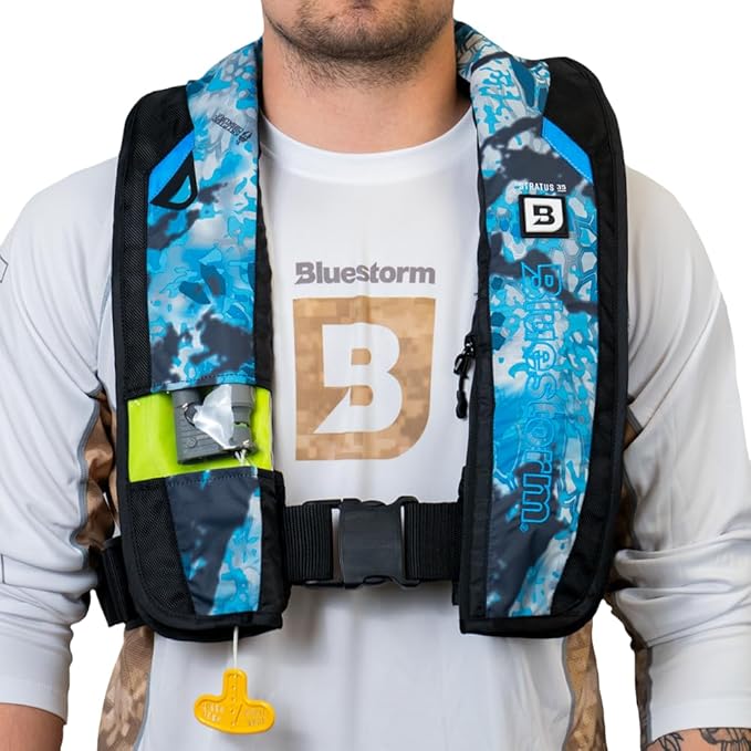 BLUESTORM Stratus 35 Inflatable Life Jacket PFD for Adults | US Coast Guard (USCG) Approved Automatic Self Inflating Life Vest Preserver with Manual Ripcord