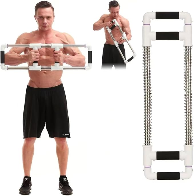 GoFitness Push Down Machine - Chest Exerciser at Home Workout Equipment, Arm Trainer - Portable Spring Resistance Exercise Gym Kit for Home, Travel or Outdoors