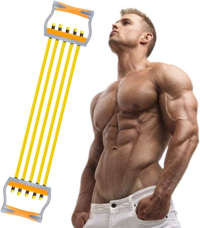 TOCO FREIDO Chest Expander | Arm Training, 5 Tubes Ajustable Arm Strength Trainer, Exercise Resistance Bands for Home Fitness Muscle Training Body Building