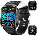 KT79 Military Smart Watch for Men with LED Flashlight Watch 2.0'' Big Screen Tactical Smartwatch Fitness Tracker with Heart Rate Sleep Monitor Make Calls for iPhone Android (Black)