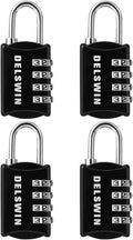 DELSWIN Small Combination Lock for Locker, 4-Digit Mini Combo Lock for Backpack and Luggage, Combination Padlock for School Gym Locker (Pack of 4)