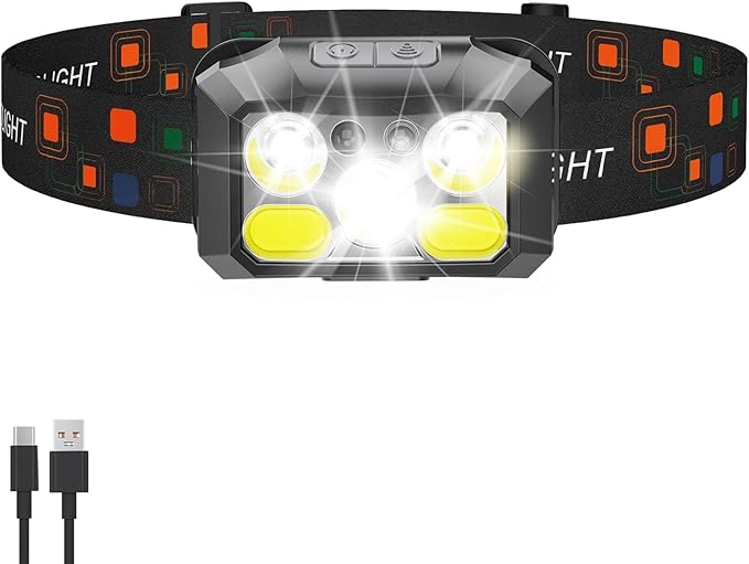 Headlamp Rechargeable LED, 400 Lumens with Red & White Light, 8 Modes, USB-C Charging, IPX4 Waterproof, for Running, Hiking, Fishing, and Camping