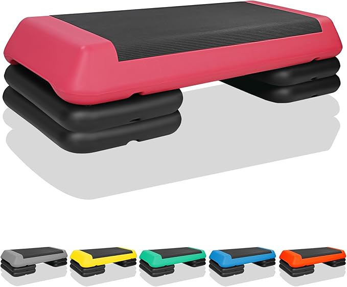 Exercise Workout Aerobic Step Platform Trainer, 28.5" Aerobic Stepper with 4"-6"-8" Adjustable Height Risers