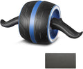 AB Wheel Roller with Resistance Spring, Automatic Rebound Exercise Abdominal Ultra-Wide Wheels Fitness for Gym & Home, Core Work-out Strength-Training Roller with Knee Pad, 14.6"W