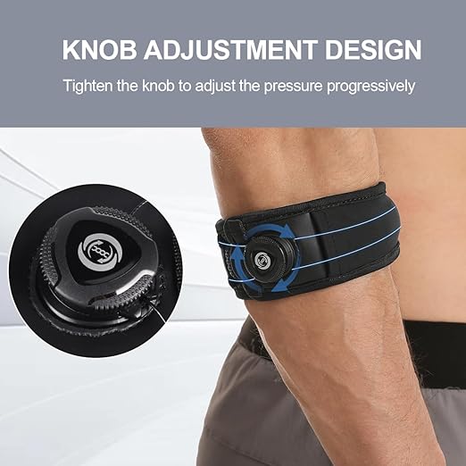 Tennis Elbow Brace for Men & Women, 2 Pack Elbow Support Strap for Golfers, Basketball, Baseball, Badminton, Weightlifting - Tendonitis, Arthritis, Pain Relief, with Knob style Automatic Buckle