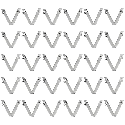 HARFINGTON 30pcs Double Button Kayak Paddle Snap Spring Clip 5.4x6.3x50mm 65Mn Spring Steel V-Shaped Solid Lift Telescopic Locking Tube Pole Clips for Tent Umbrella Camping