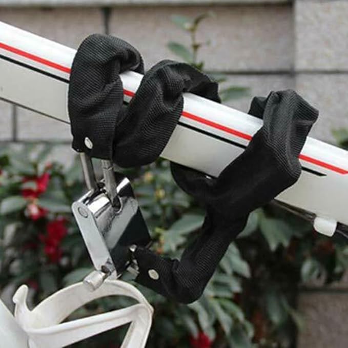 Bicycle Chain Lock Heavy Duty Safety Padlock Metal Chain Cloth Square Head Chain Lock Bicycle General Anti-Theft Lock (130CM), 26 * 130cm/(10" * 4.2 Ft)