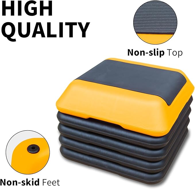 Aerobic Step Platform 30" × 14" Height Adjustable Workout Step for Fitness Strength Training with Risers Exercise Platform for Home Gym