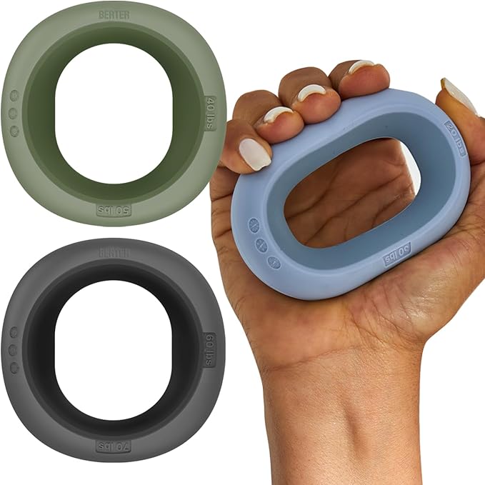 BERTER Hand Grip Strengthener, Grip Strength Trainer, Fingers Exerciser Set, Silicone Rings for Muscle Training Sports Rock Climbing Finger Rehabilitation Training, Home and Office (3 PCS)