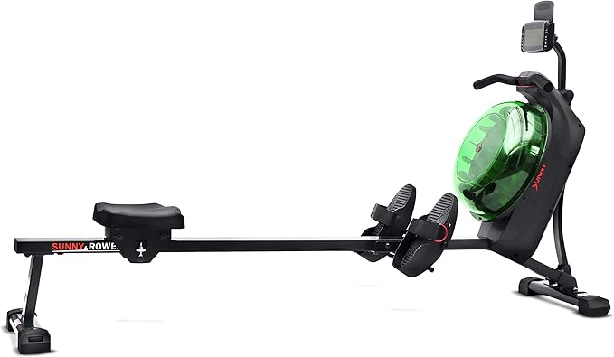 Sunny Health & Fitness Elite Water Rowing Machine with High Dynamic Resistance Vertical Tank, Low-Impact Full-Body Workout and Optional Free SunnyFit App Connectivity
