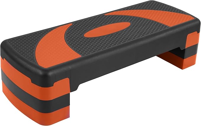 Fitvids Step Aerobic Platform, 31" Exercise Step with 3 levels Adjustable Height, 4 Stackable Risers, Fitness Training Workout Stepper for Home Gym, Cardio Strength, Black & Pink
