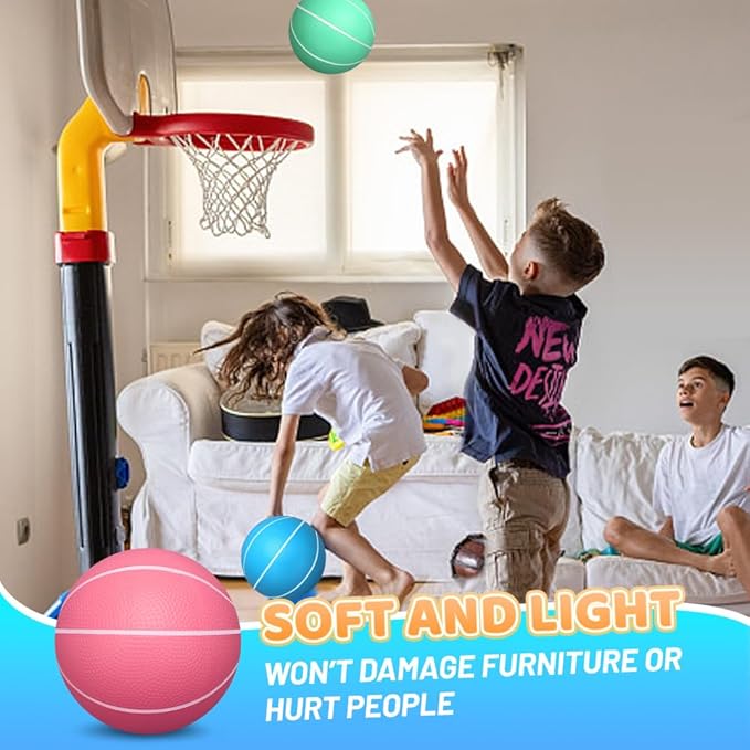 6 Inch PVC Mini Basketball for Indoor Hoops, 6" Rubber Small Toddler Basketball for Over Door Hoop, Little Pool Basketballs for Kids, Outdoor Sand Beach Toy Ball Stocking Stuffer(4 PCS with Air Pump)