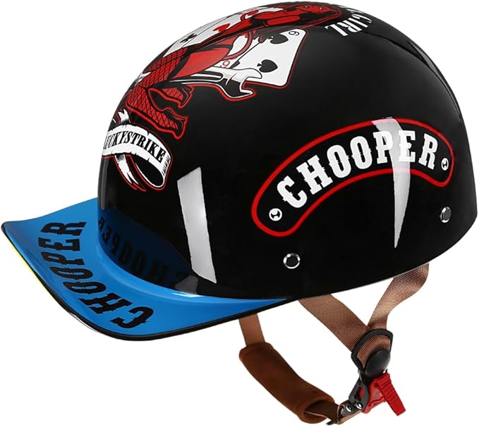Vintage Retro Open Face Motorcycle Helmet Baseball Cap Half Helmets with pull-down Lens for Men Women Moped Cap Jet Scooter Street Cruiser - DOT Certified (Witch,XX-Large)