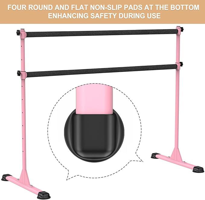 Height Adjustable Ballet Barre, Heavy Duty Freestanding Dance Bar, Anti-Slip Sturdy for Kids & Adults, Ideal for Home, Ballet, Fitness, Yoga