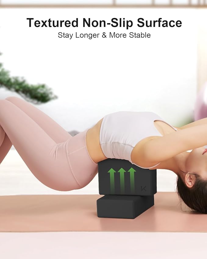 KEEP Yoga Block, High-Density EVA Foam 2 Pack Yoga Block with Non-Slip Textured Surface, Supportive, Lightweight - Ideal for Yoga, Pilates, and Stretching Exercises