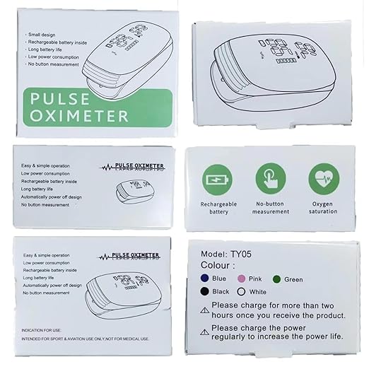 Rechargeable Pulse Oximeter Fingertip Oxygen Monitor Fingertip with SpO2 Pulse Rate and PI RR OLED Precision Fast Oximeter SpO2 Reading Outdoor Sports Home (Blue)