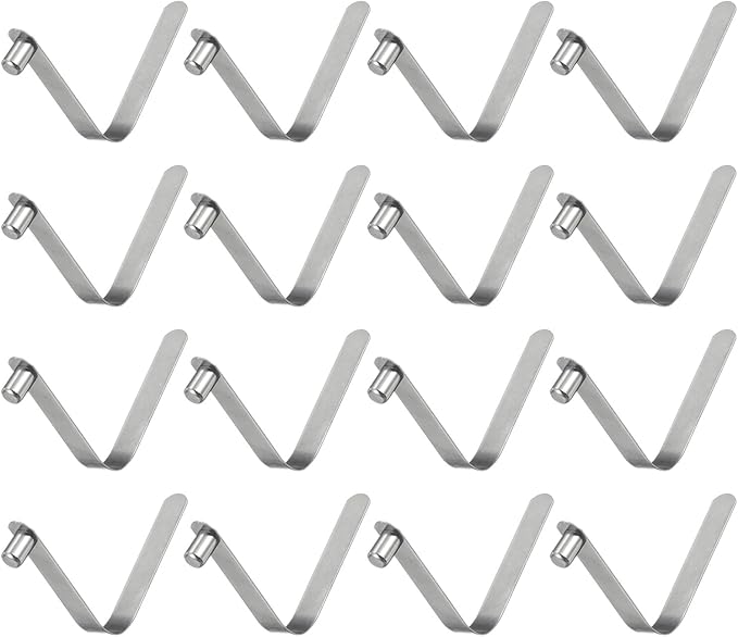 HARFINGTON 16pcs Single Button Kayak Paddle Snap Spring Clip 6x8.5x50mm 65Mn Spring Steel V-Shaped Solid Lift Telescopic Locking Tube Pole Clips for Tent Umbrella Camping