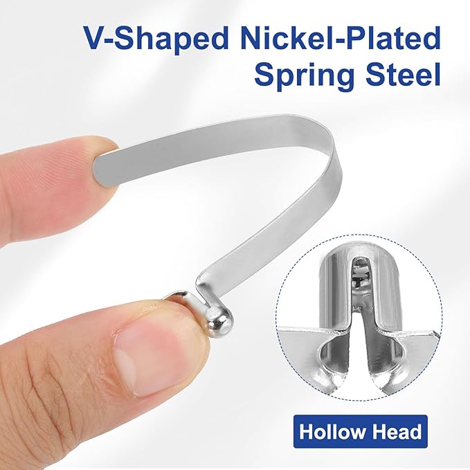 HARFINGTON Single Button Kayak Paddle Snap Spring Clip Spring Steel V-Shaped Hollow Lift Telescopic Locking Tube Pole Clips for Tent Camping
