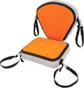 Inflatable Kayak Seat, Universal Paddle Board Seat, Thicken Seat Cushion for Kayak with Foldable Back Support Adjustable Back Strap for Sit On Top Kayaks Canoes Fishing Boats 17.7*18.8*17.7in (Orange)