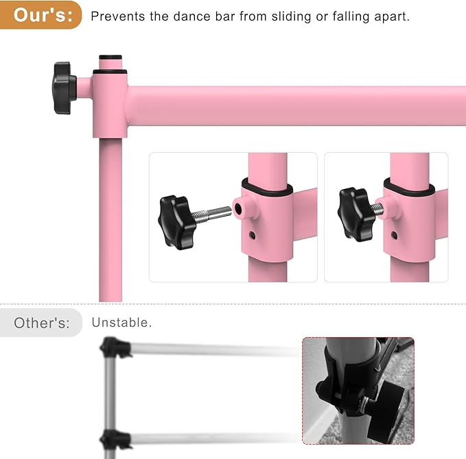 Height Adjustable Ballet Barre, Heavy Duty Freestanding Dance Bar, Anti-Slip Sturdy for Kids & Adults, Ideal for Home, Ballet, Fitness, Yoga