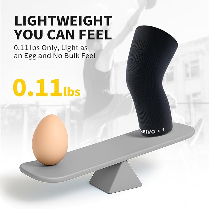 CAMBIVO Elite Motion Series Knee Brace for Women and Men (2 Pack), Ultra-Thin Lightweight Knee Compression Sleeve with Reflective Design for Pain Relief, Running, Workouts, Daily Use (Black, Small)