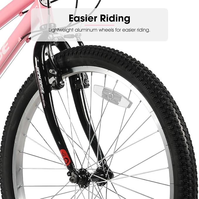 HILAND Bamcbase Womens Mountain Bike, 24 26 Inch 18 Speeds Hybrid Commuter Bicycle for Adults, Sport Hardtail Trail MTB