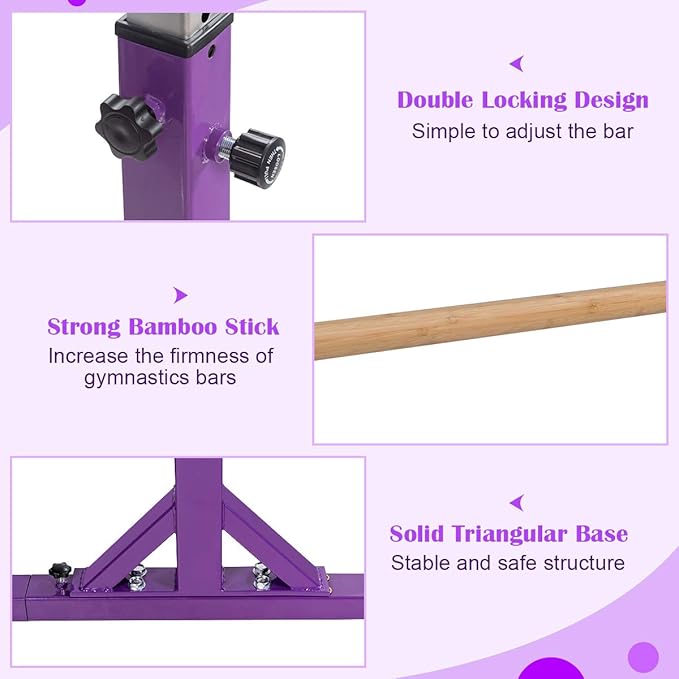 Costzon Double Horizontal Bars, Junior Gymnastic Training Parallel Bars w/11-Level 38-55" Adjustable Heights, 264lbs Capacity, Ideal for Indoors, Outdoor, Home Practice