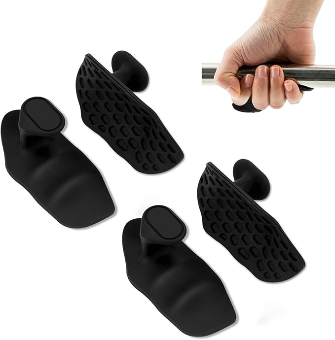Weight Lifting Grips for Men & Women – 4 Pack Anti-Slip Rubber Gym Grips, Fingerless Workout Gloves for Weightlifting, Pull-Ups, Deadlifts, Dumbbells & Strength Training
