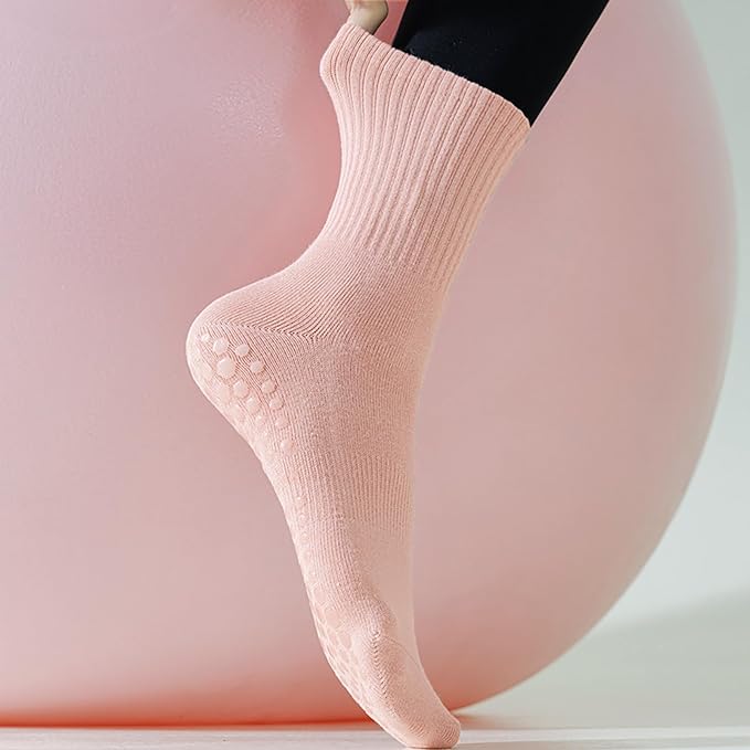 3 Pairs Pilates Socks with Grips for Women Non Slip Grip Socks for Yoga Barre Hospital Workout