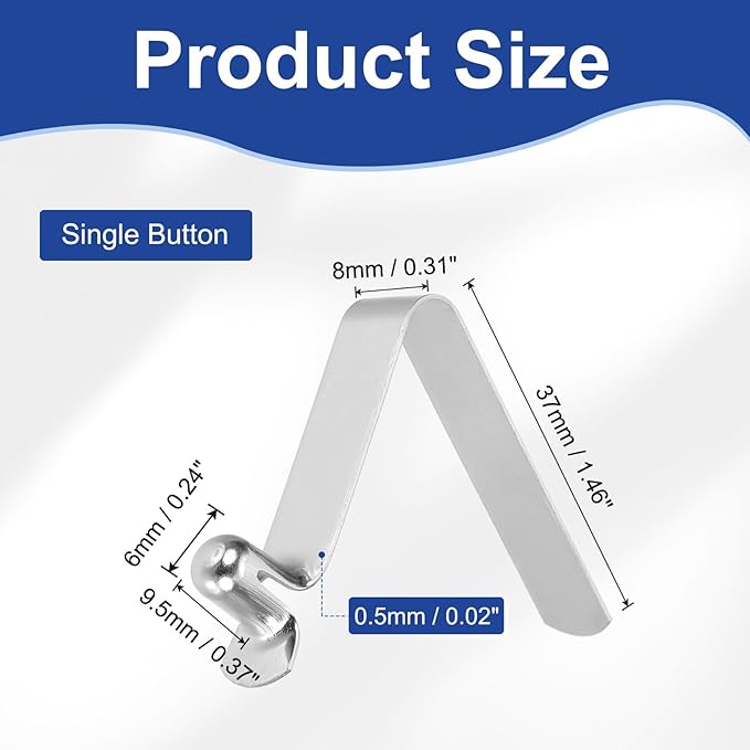 HARFINGTON Single Button Kayak Paddle Snap Spring Clip Spring Steel V-Shaped Hollow Lift Telescopic Locking Tube Pole Clips for Tent Umbrella Camping