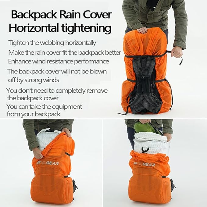 3F 20-85L backpack rain cover, waterproof, dustproof, wear-resistant, tear resistant outdoor hiking backpack cover (orange-L)