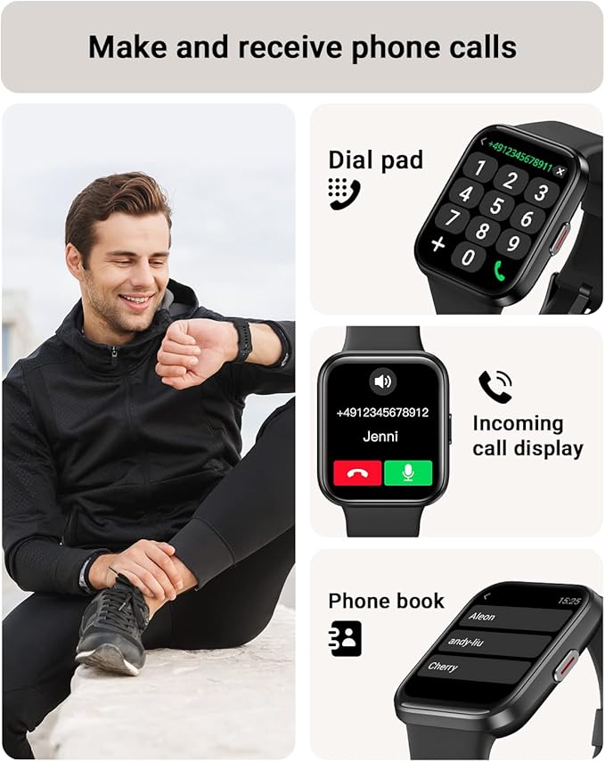 Smart Watch for Men Android & iPhone, Alexa Built-in, 1.8" Touch Screen Fitness Tracker with Answer/Make Calls, IP68 Waterproof Heart Rate/Sleep/SpO2 Monitor, Pedometer, 100+ Sport Modes
