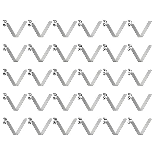 HARFINGTON 30pcs Single Button Kayak Paddle Snap Spring Clip 6x9x49mm 65Mn Spring Steel V-Shaped Hollow Lift Telescopic Locking Tube Pole Clips for Tent Umbrella Camping