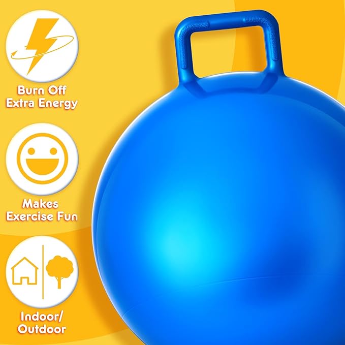 Lewtemi 5 Pcs Hopper Ball 29 Inch Outdoor Games Jumping Hopping Inflatable Bouncing Ball with Handle and Air Pump for Kids Adults Sport Field Playground Exercise Obstacle Course