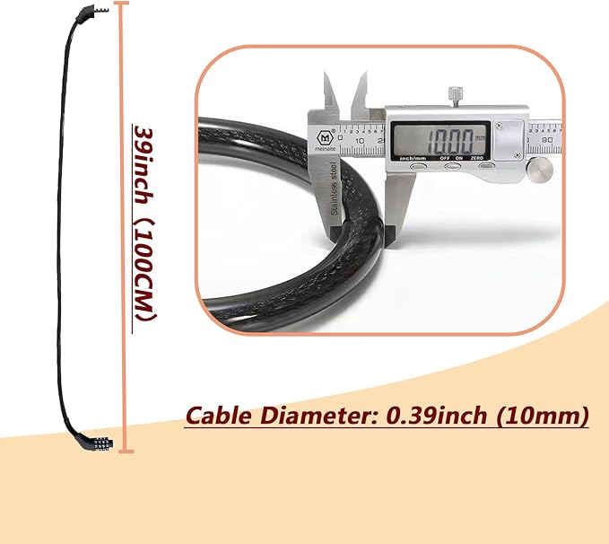 4-Digit Combination Bike Lock - Heavy Duty Anti Theft Cable Lock with Keyless Security, Weatherproof Design for Bicycle, E-Bike, Scooter，Motorcycles,Mountain Bike,Road Bike,Metal Sliding Door