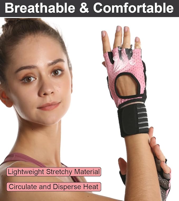 Workout Gloves for Men Workout Gloves Women, Wristband Weight Lifting Glove Breathable, Silicone Anti-Slip Weightlifting Glove Gym Accessories