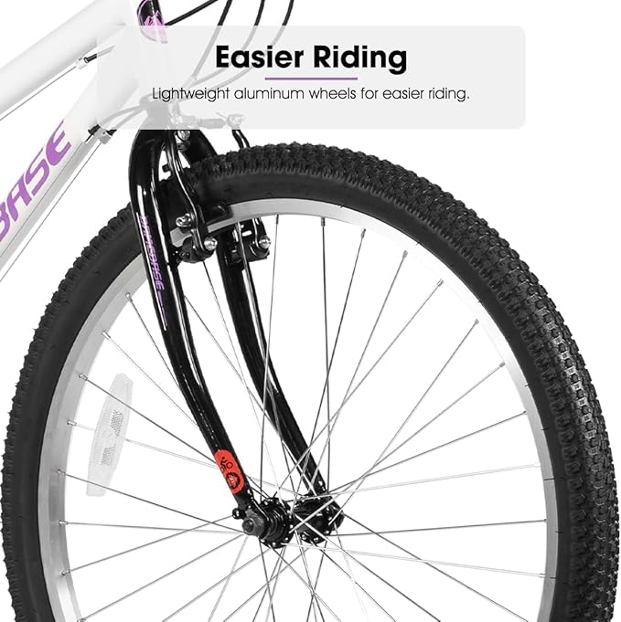 HILAND Bamcbase Womens Mountain Bike, 24 26 Inch 18 Speeds Hybrid Commuter Bicycle for Adults, Sport Hardtail Trail MTB