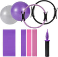Pilates Ring Circle and Pilates Ball Set, 12 Inch&14Inch Magic Circle Pilates Ring,9 Inch Small Exercise Ball,Resistance Bands Set, Home Pilates Equipment for Women