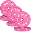 RITFIT Pink Weight Plates, 2 Inch Olympic Barbell Weight Plate, Bumper Plates With Steel Insert, Pink Weights for Gym and Home