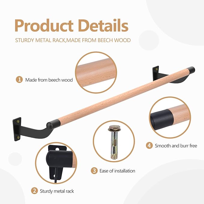 4FT Ballet Barre Wall Mount, Ballet Barre for Home, Ballet Barre, Freestanding Ballet Barre for Home Adult, Ballet Bar for Home Workout Dance Equipment