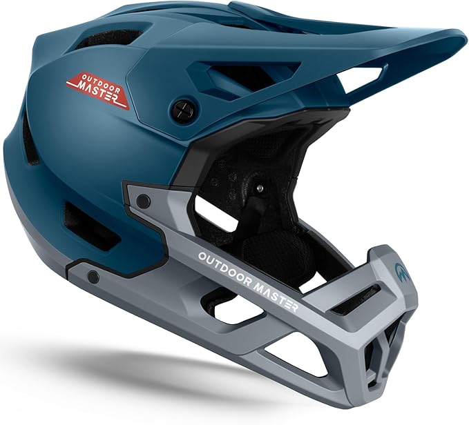 OutdoorMaster Full Face Mountain Bike Helmet for Men & Women-Two Removable Chin Pad Mountain Bike Helmet Grizzly, Ventilation Lightweight Racing Downhill DH BMX MTB Helmet