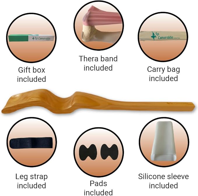 La Esmeralda Ballet Professional Wooden Pine Foot Stretchers Set for Dancers, Elastic Stretch Band, Two Pads, Leg Strap, Carry Bag and Gift Box.