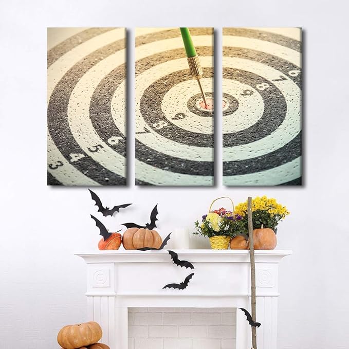 3 Panels Wall Art Dartboard Painting Print On Canvas Classical Sport Equipment Pictures Canvas Wall Art for Bedroom Office Home Decor Modern Artwork Paintings Stretched Frame Ready to Hang, 40"Wx60"H