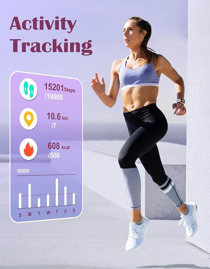 RUIMEN Smart Watches for Women Men (Answer/Make Calls) Compatible with iPhone/Android Phones, 1.85" HD Screen Fitness Tracker Heart Rate Monitor 100+ Sports Tracker Watch Waterproof (Milky White)