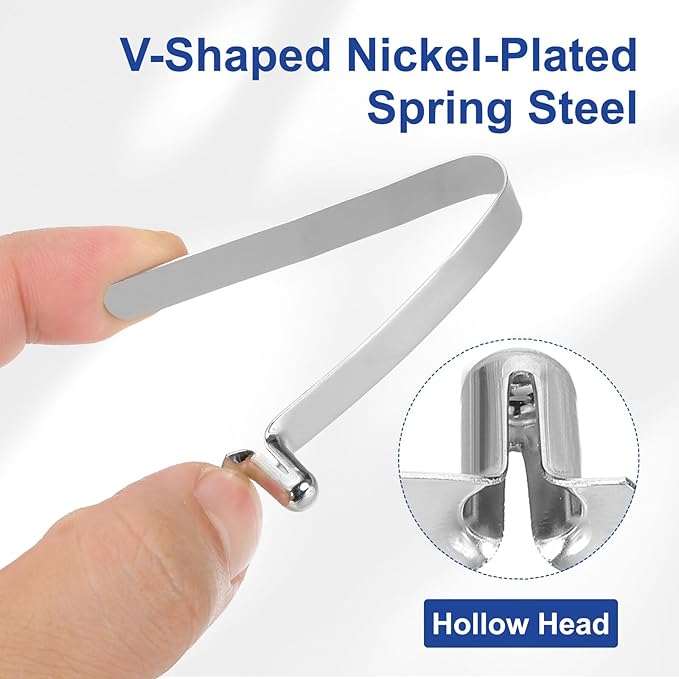 HARFINGTON Single Button Kayak Paddle Snap Spring Clip Spring Steel V-Shaped Hollow Lift Telescopic Locking Tube Pole Clips for Tent Camping