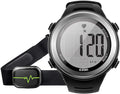 EZON Heart Rate Monitor Chest Strap, Exercise Heart Monitor, Sports Watch with HRM, Waterproof/Stopwatch/Hourly Chime, Steel Silver, T007A11